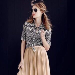 J.Crew Black White Linen Diamond Ikat Boy Shirt 2